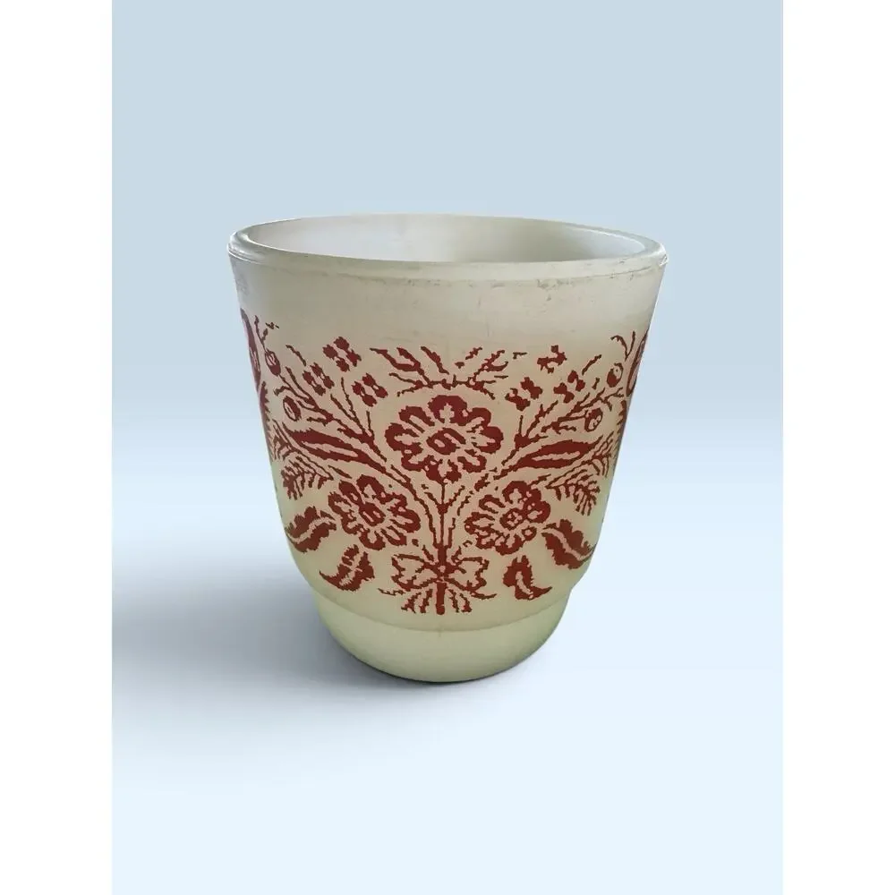 Vintage Fire-King Anchor Hocking Milk Glass American Eagle Mug Red White USA